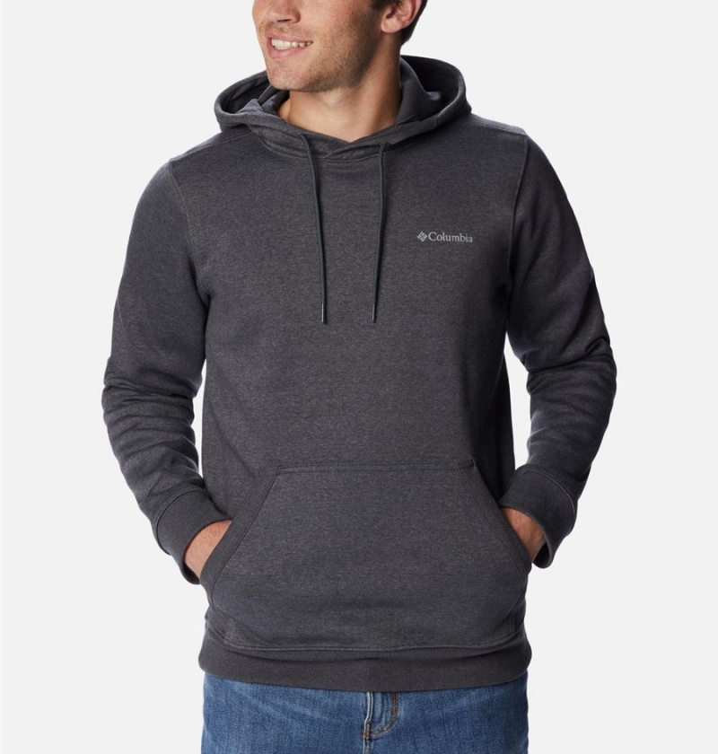 Grey Men's Columbia Keyhole Peak Logo Hoodie | ZWBGP-9348