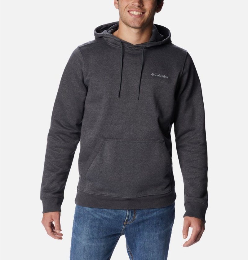 Grey Men\'s Columbia Keyhole Peak Logo Hoodie | ZWBGP-9348