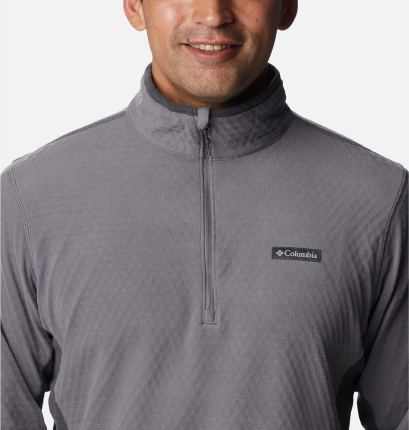 Grey Men's Columbia Overlook Pass Half Zip Shirt Pullover | EQMHX-1562