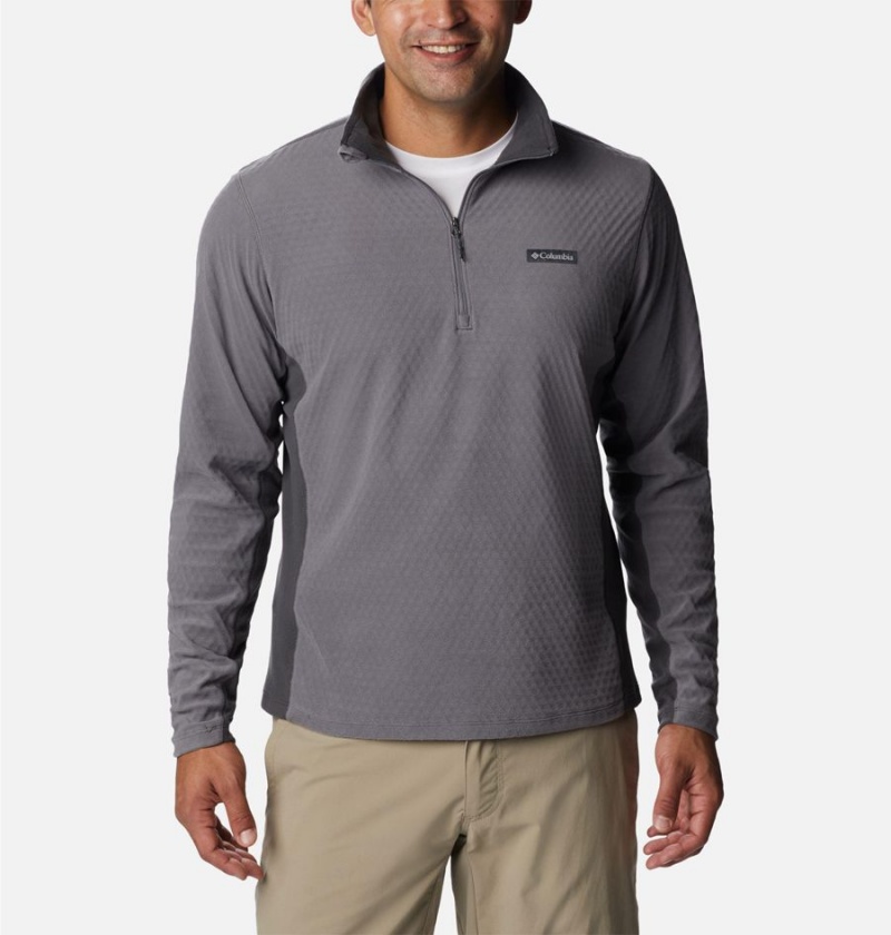 Grey Men\'s Columbia Overlook Pass Half Zip Shirt Pullover | EQMHX-1562