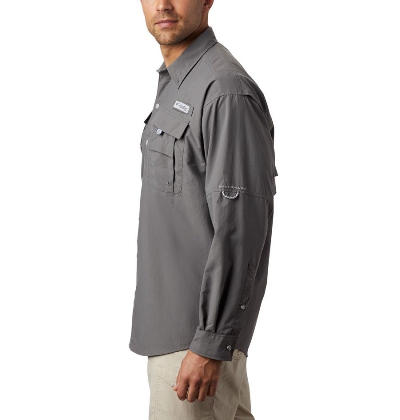 Grey Men's Columbia PFG Bahama II Long Sleeve Shirt | VDTNZ-6081