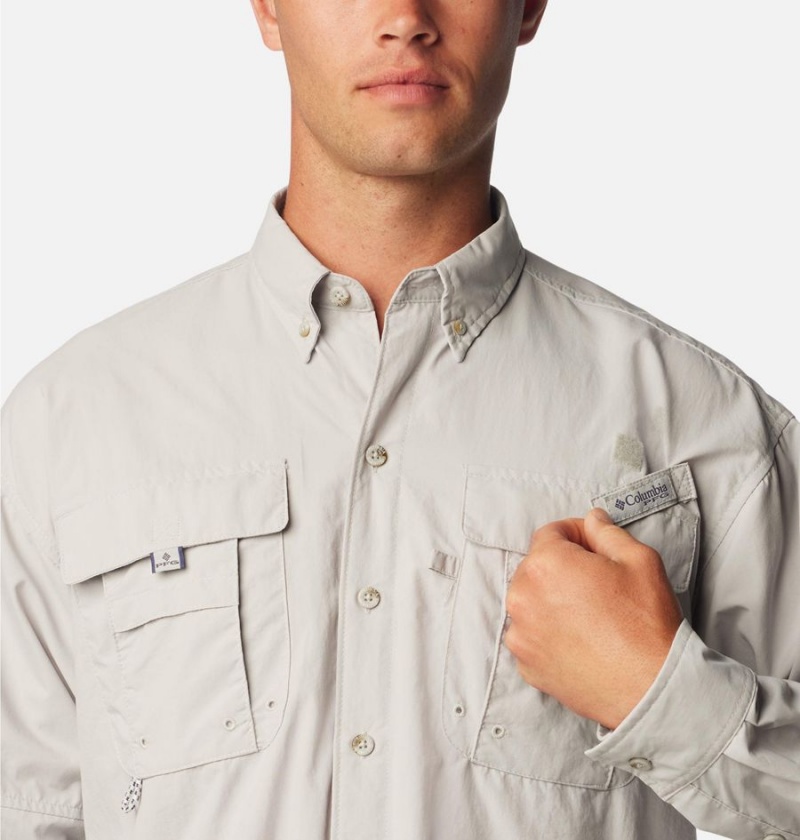 Grey Men's Columbia PFG Bahama II Long Sleeve Shirt | CWYFV-3094