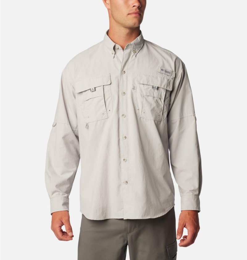 Grey Men\'s Columbia PFG Bahama II Long Sleeve Shirt | CWYFV-3094