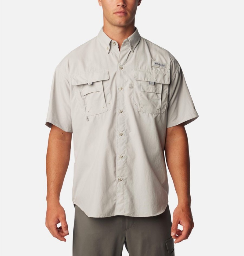 Grey Men\'s Columbia PFG Bahama II Short Sleeve Shirt | FZBYV-9831