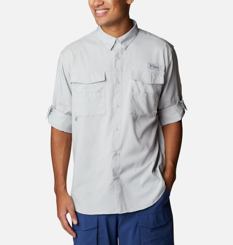 Grey Men's Columbia PFG Blood and Guts IV Woven Long Sleeve Shirt | QTXFJ-3902