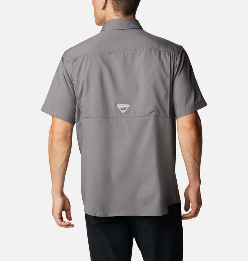 Grey Men's Columbia PFG Drift Guide Woven Short Sleeve Shirt | YAEVT-3619