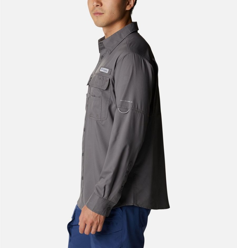 Grey Men's Columbia PFG Drift Guide Woven Long Sleeve Shirt | EHFIG-1645