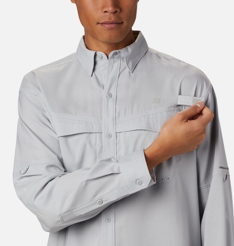 Grey Men's Columbia PFG Low Drag Offshore Long Sleeve Shirt | KHGAF-1759