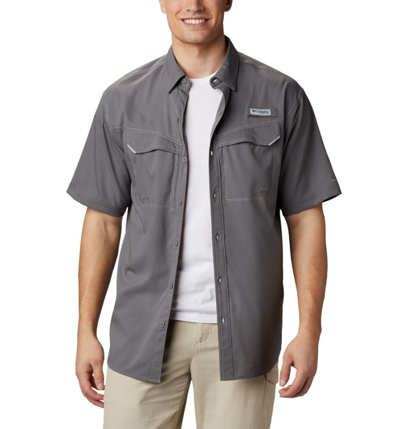 Grey Men\'s Columbia PFG Low Drag Offshore Short Sleeve Shirt | ESQYF-4658