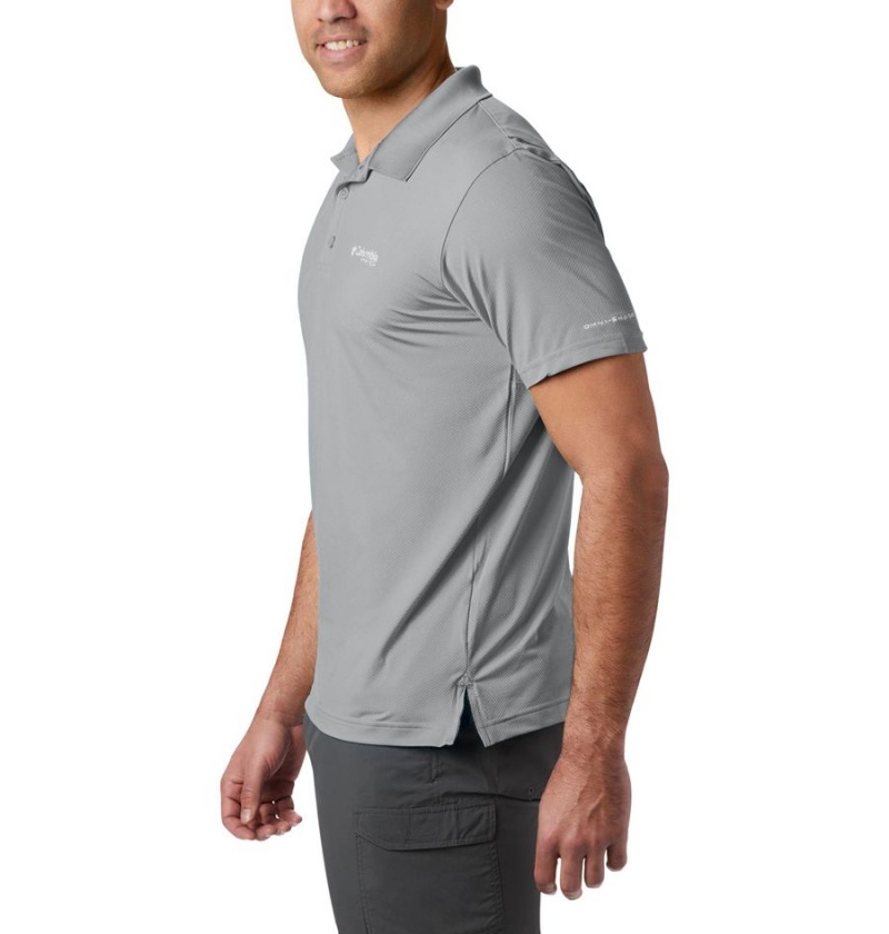 Grey Men's Columbia PFG Skiff Cast Polo Shirt | NPESX-3840