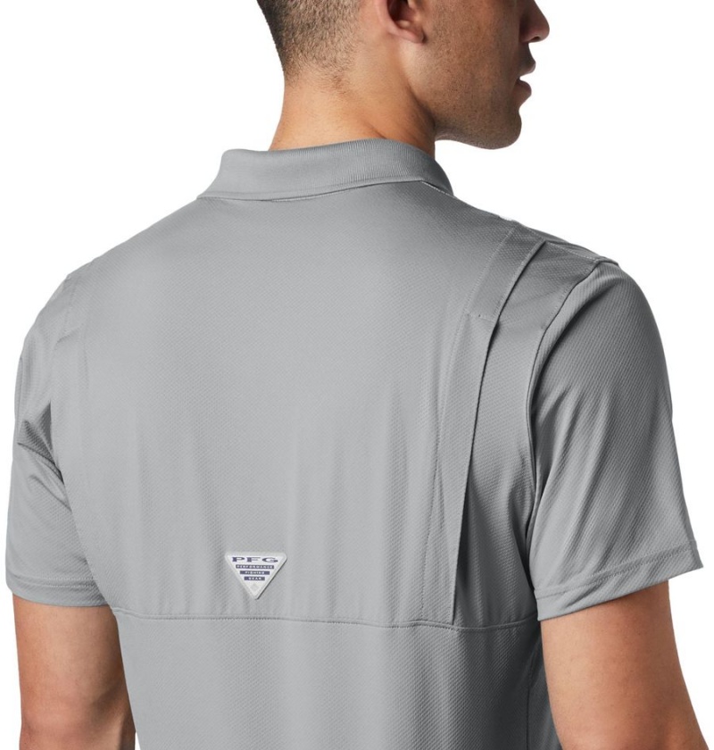 Grey Men's Columbia PFG Skiff Cast Polo Shirt | NPESX-3840