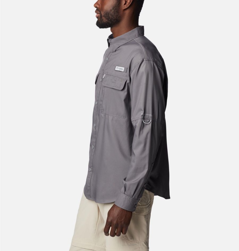 Grey Men's Columbia PFG Skiff Guide Woven Long Sleeve Shirt | GLMWA-2645