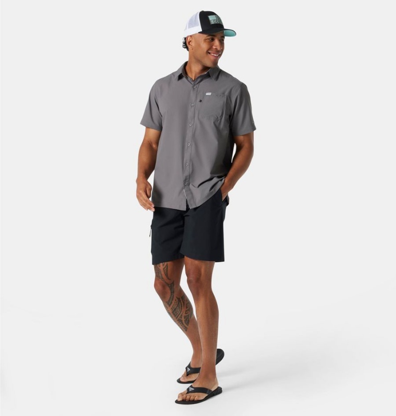 Grey Men's Columbia PFG Slack Tide Camp Shirt | NZSAJ-1743