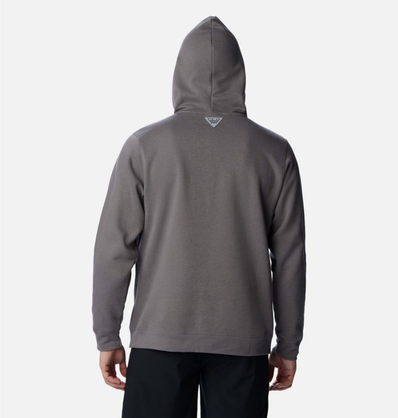 Grey Men's Columbia PFG Sleeve II Graphic Hoodie | CPDJB-3610