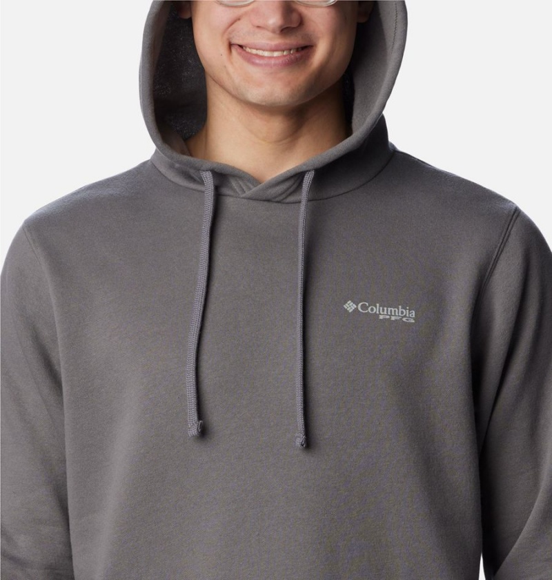 Grey Men's Columbia PFG Sleeve II Graphic Hoodie | CPDJB-3610