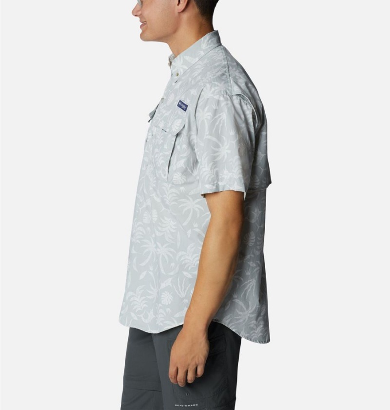 Grey Men's Columbia PFG Super Bahama Short Sleeve Shirt | TKRQS-3476