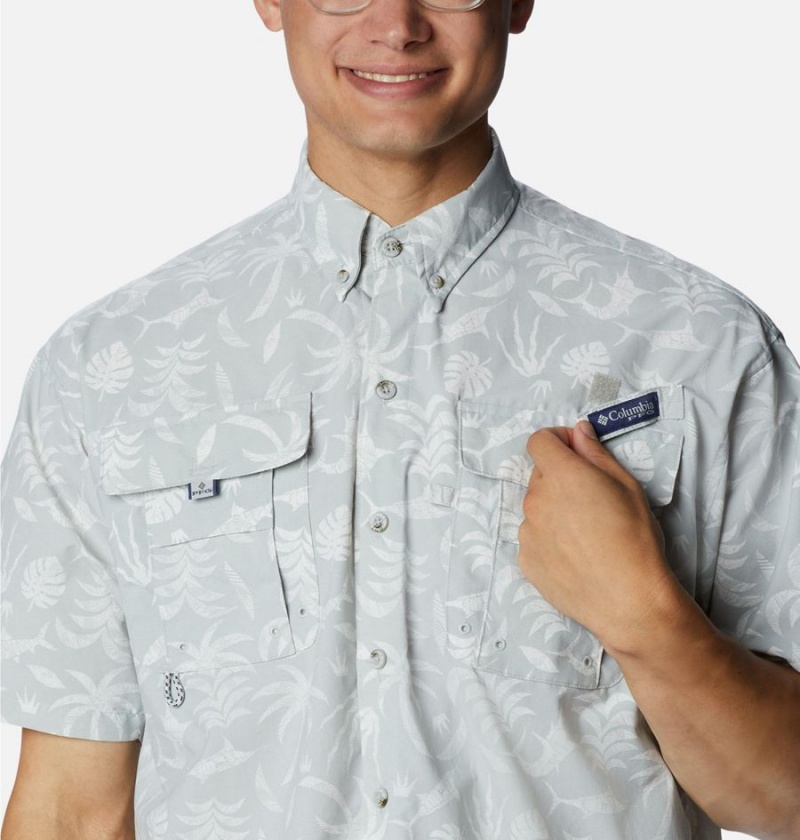 Grey Men's Columbia PFG Super Bahama Short Sleeve Shirt | TKRQS-3476