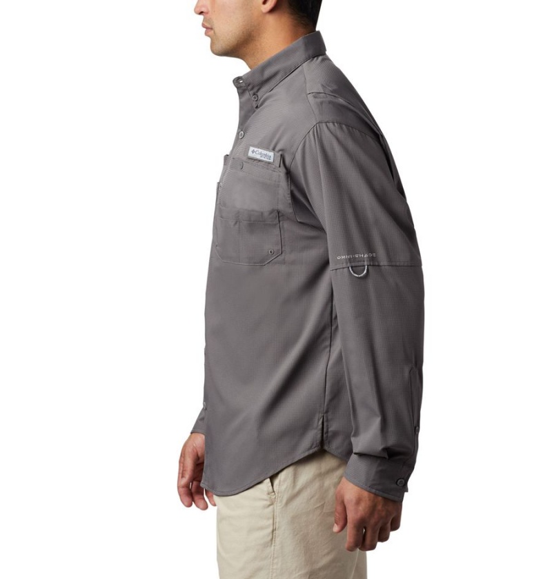 Grey Men's Columbia PFG Tamiami II Long Sleeve Shirt | UPCJH-2703