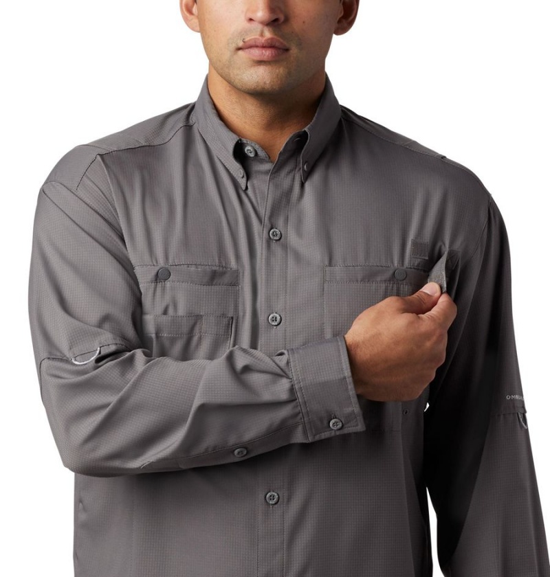 Grey Men's Columbia PFG Tamiami II Long Sleeve Shirt | UPCJH-2703