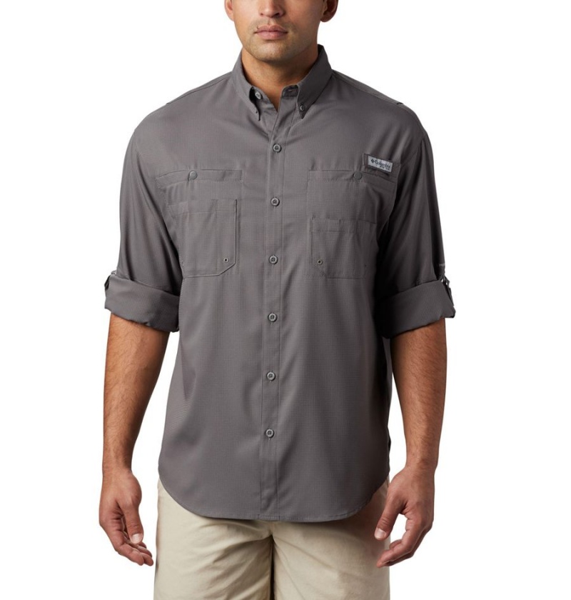 Grey Men's Columbia PFG Tamiami II Long Sleeve Shirt | UPCJH-2703