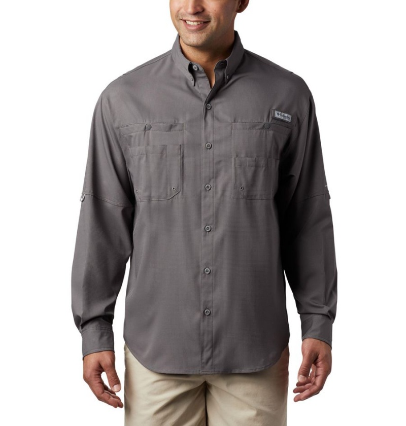 Grey Men\'s Columbia PFG Tamiami II Long Sleeve Shirt | UPCJH-2703