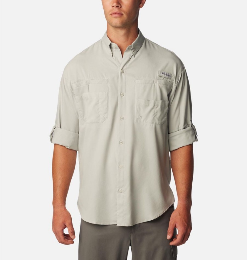 Grey Men's Columbia PFG Tamiami II Long Sleeve Shirt | AEBZT-8967