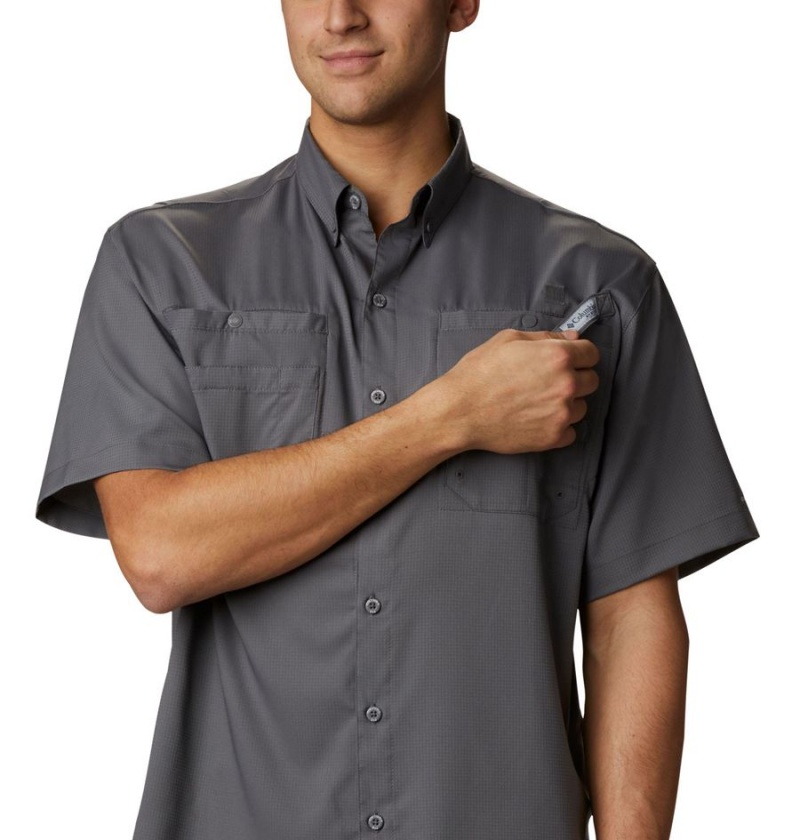 Grey Men's Columbia PFG Tamiami II Short Sleeve Shirt | CTHAE-6415