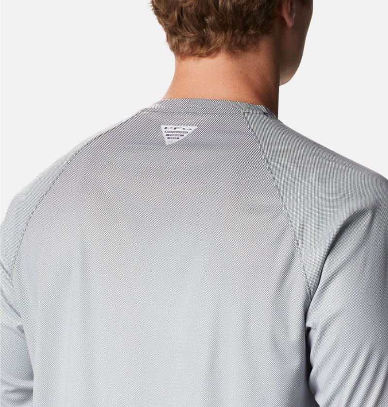 Grey Men's Columbia PFG Terminal Deflector Printed Long Sleeve T-Shirt | BMISF-3815