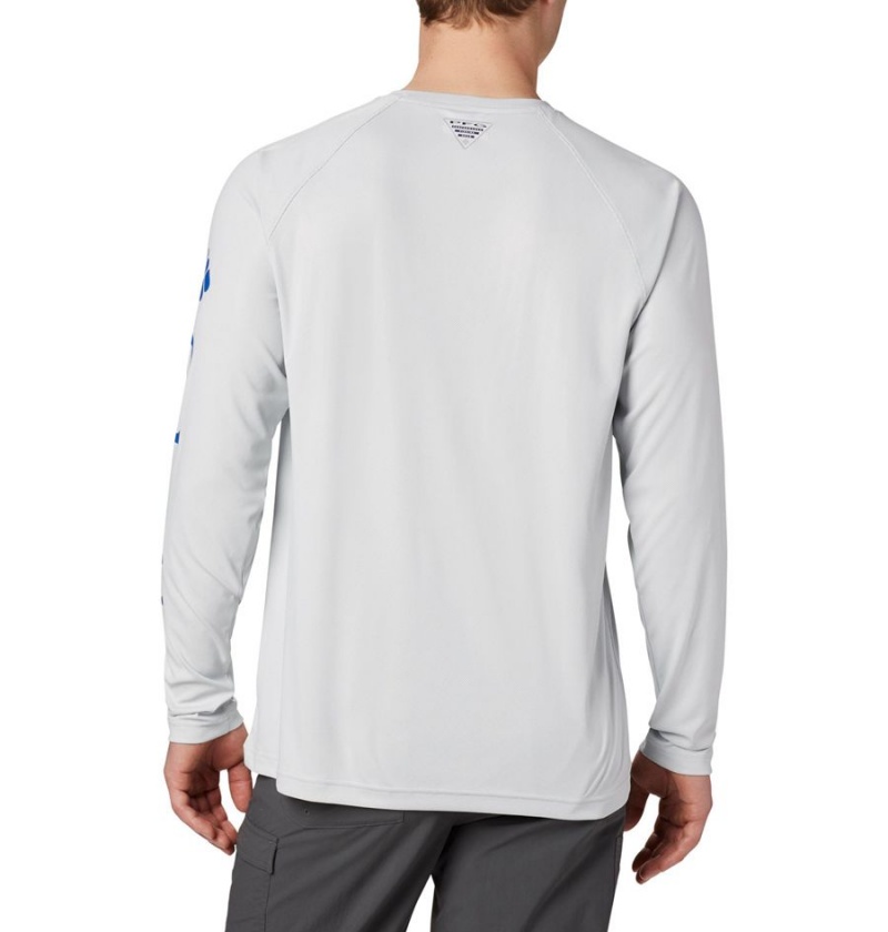 Grey Men's Columbia PFG Terminal Deflector Long Sleeve T-Shirt | PRWDM-1843