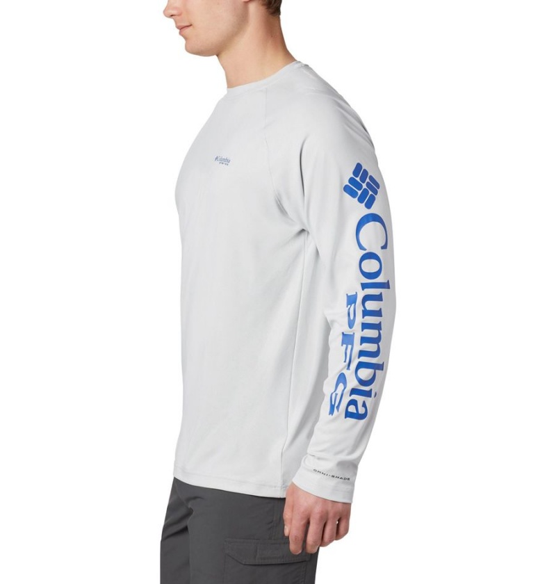 Grey Men's Columbia PFG Terminal Deflector Long Sleeve T-Shirt | PRWDM-1843