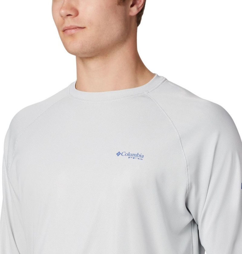 Grey Men's Columbia PFG Terminal Deflector Long Sleeve T-Shirt | PRWDM-1843