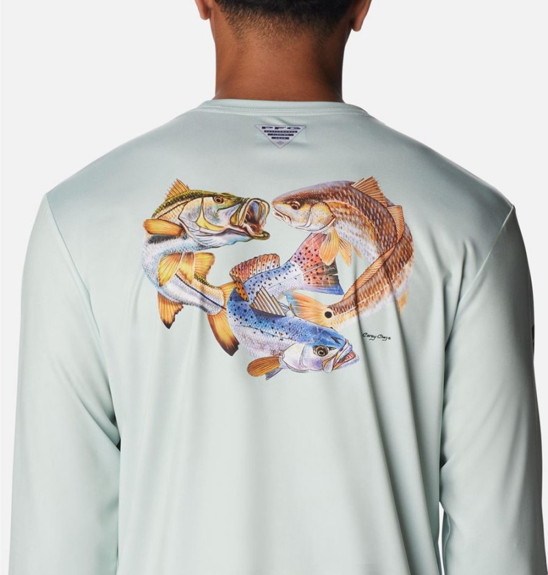 Grey Men's Columbia PFG Terminal Tackle Carey Chen Long Sleeve T-Shirt | PIQEX-5970