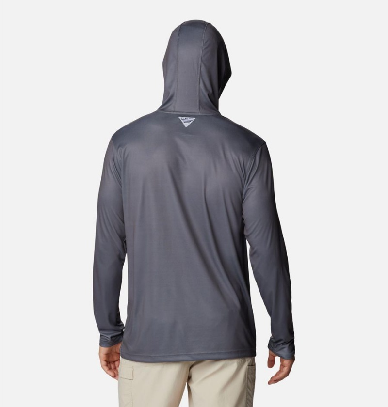 Grey Men's Columbia PFG Terminal Tackle Fish Flag Hoodie | TISAX-7485