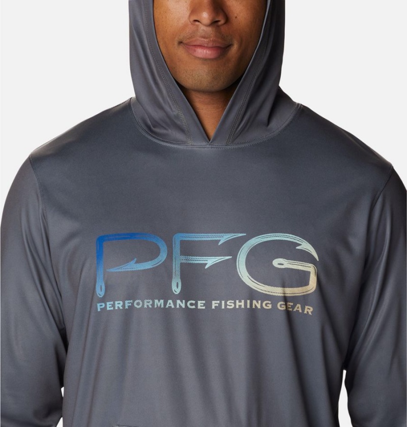 Grey Men's Columbia PFG Terminal Tackle Hooks Hoodie | ZSELT-5081