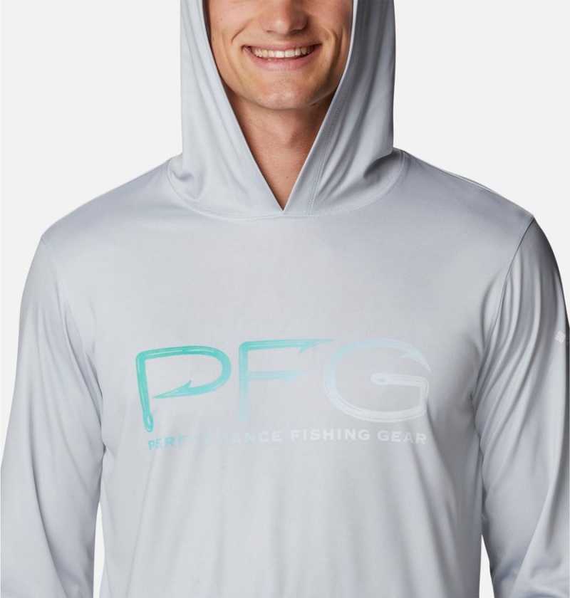 Grey Men's Columbia PFG Terminal Tackle Hooks Hoodie | NPLBA-7456