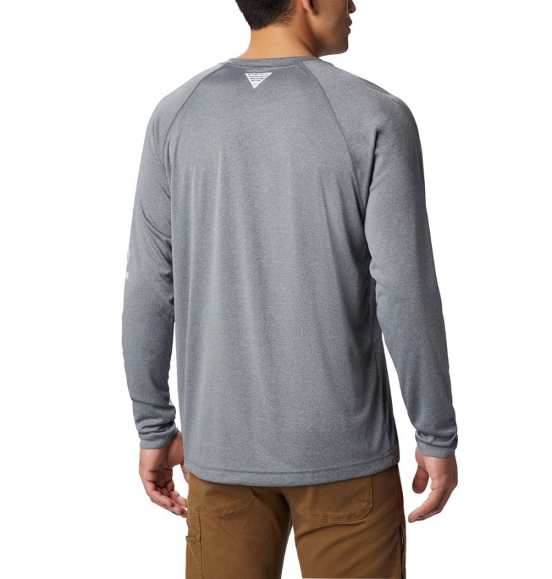 Grey Men's Columbia PFG Terminal Tackle Heather Long Sleeve T-Shirt | BHWDK-8369