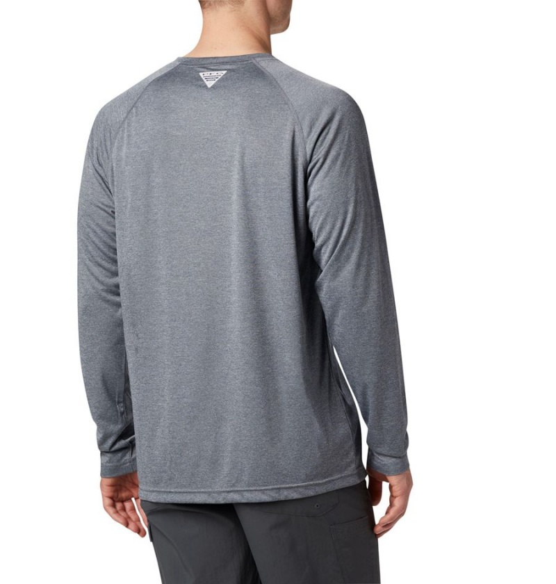 Grey Men's Columbia PFG Terminal Tackle Heather Long Sleeve T-Shirt | BHWDK-8369