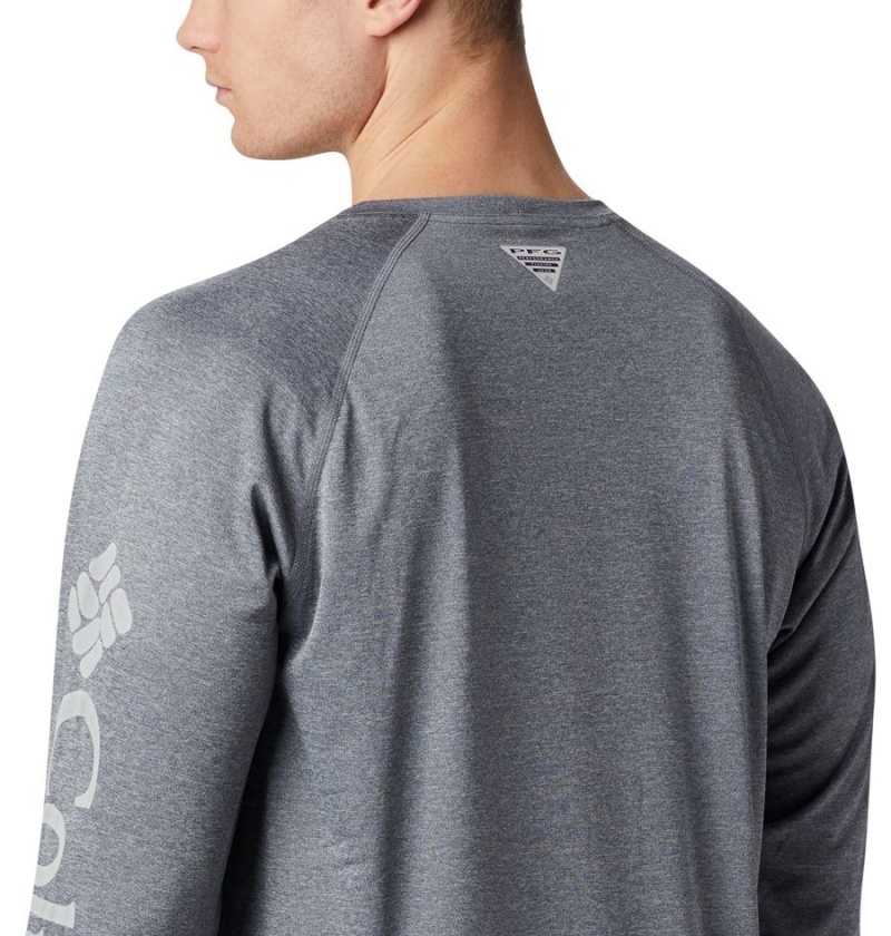 Grey Men's Columbia PFG Terminal Tackle Heather Long Sleeve T-Shirt | BHWDK-8369