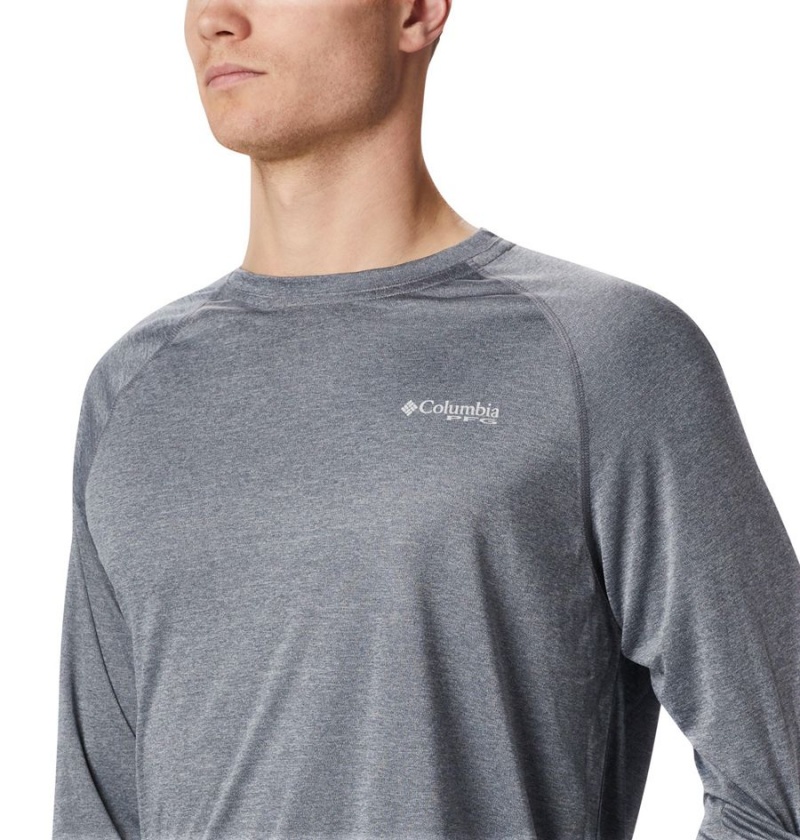 Grey Men's Columbia PFG Terminal Tackle Heather Long Sleeve T-Shirt | BHWDK-8369