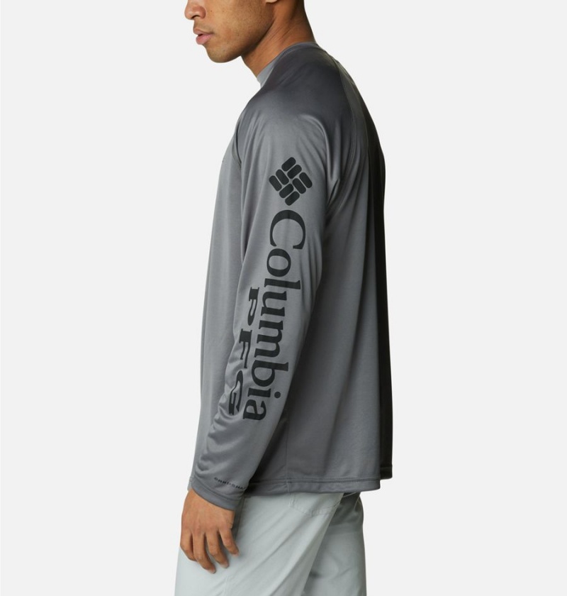 Grey Men's Columbia PFG Terminal Tackle Long Sleeve T-Shirt | RPXLY-7621