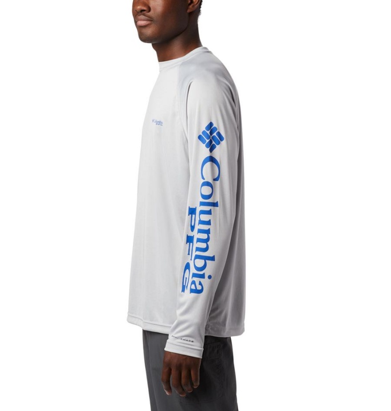 Grey Men's Columbia PFG Terminal Tackle Long Sleeve T-Shirt | XTDMW-3650