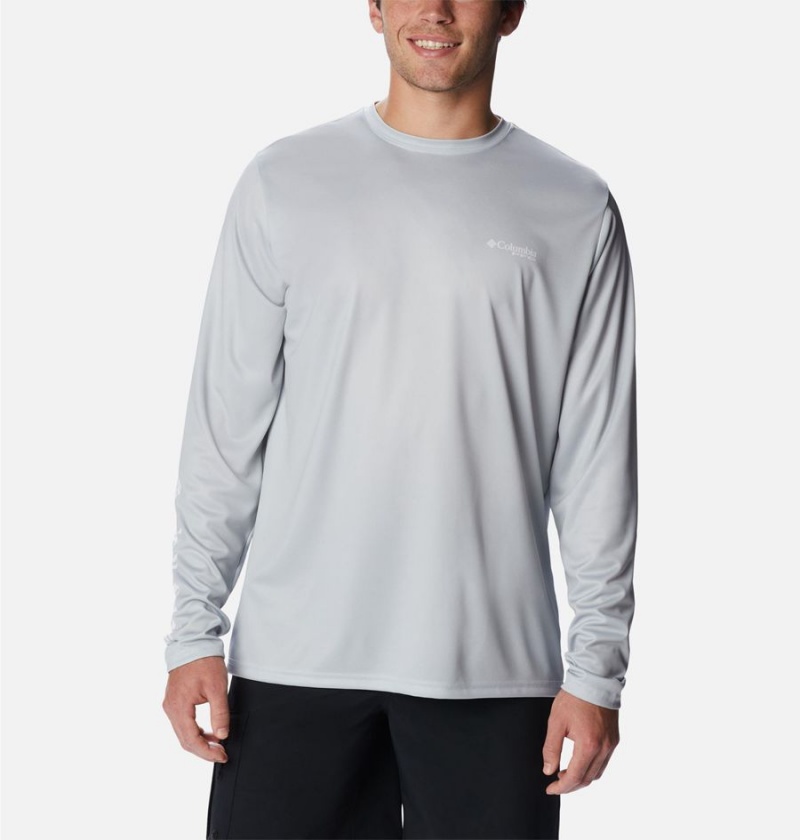 Grey Men's Columbia PFG Terminal Tackle Statetriot Long Sleeve T-Shirt | ROCGY-3758