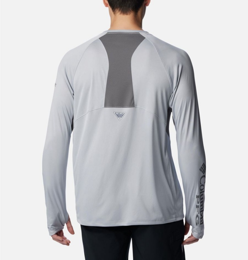 Grey Men's Columbia PFG Terminal Tackle Vent Long Sleeve T-Shirt | HNWBQ-3286