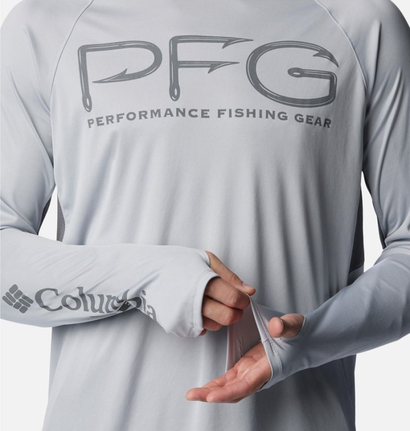 Grey Men's Columbia PFG Terminal Tackle Vent Long Sleeve T-Shirt | HNWBQ-3286