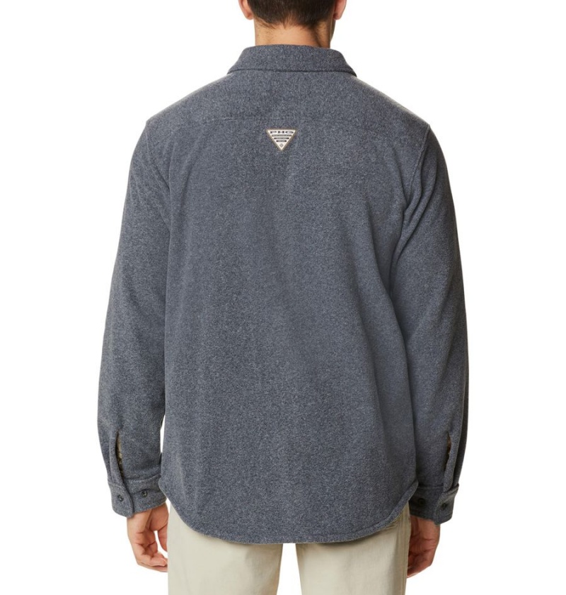 Grey Men's Columbia PHG Bucktail Fleece Over Shirt | ZYPOF-6103