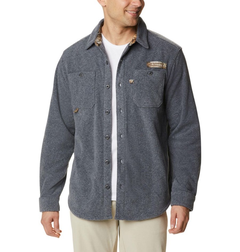 Grey Men\'s Columbia PHG Bucktail Fleece Over Shirt | ZYPOF-6103