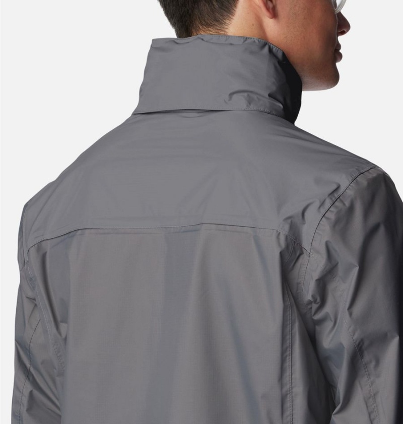 Grey Men's Columbia Pouration Rain Jacket | QFOLM-0126