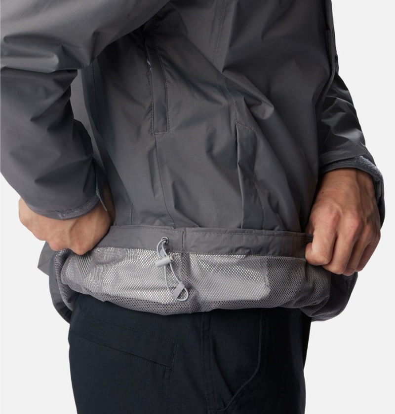 Grey Men's Columbia Pouration Rain Jacket | QFOLM-0126