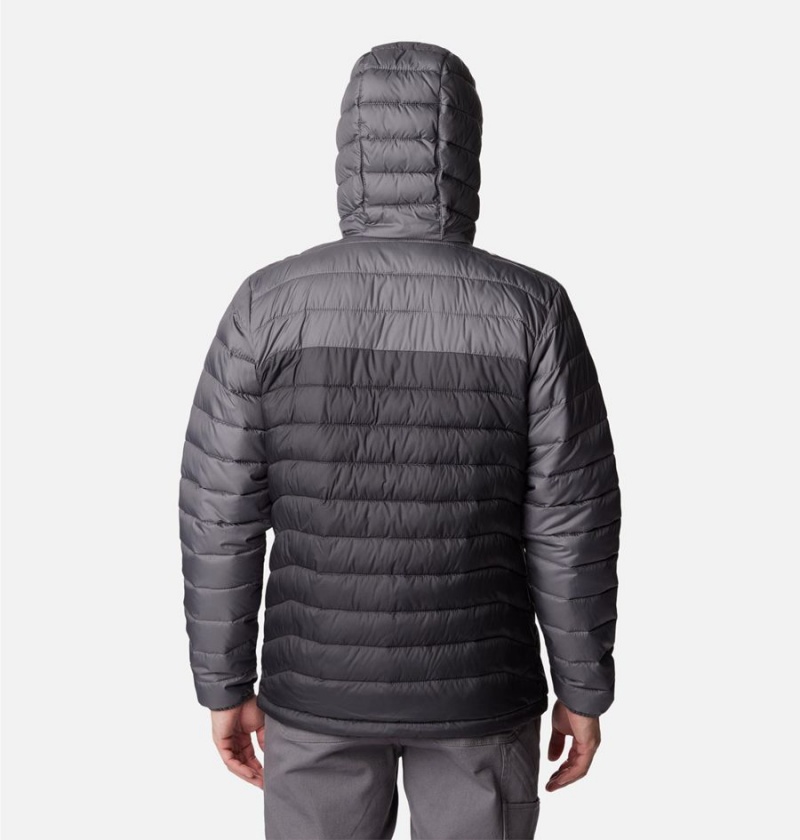 Grey Men's Columbia Powder Lite Hooded Insulated Puffer Jacket | MUCWL-4721