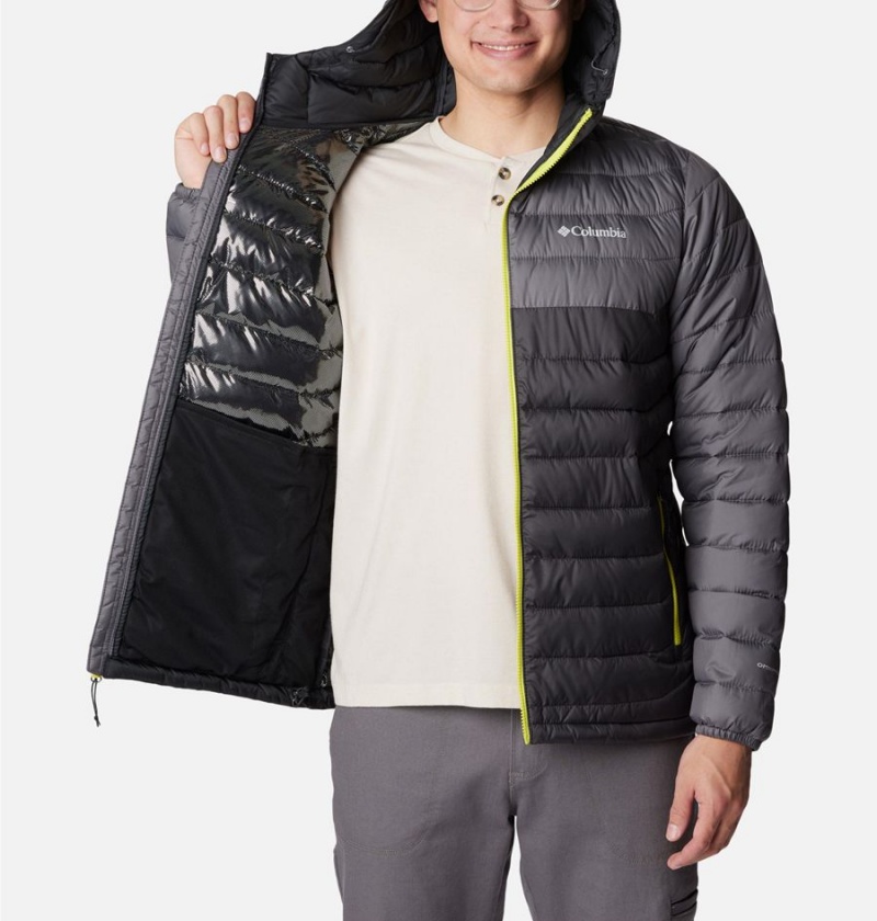 Grey Men's Columbia Powder Lite Hooded Insulated Puffer Jacket | MUCWL-4721